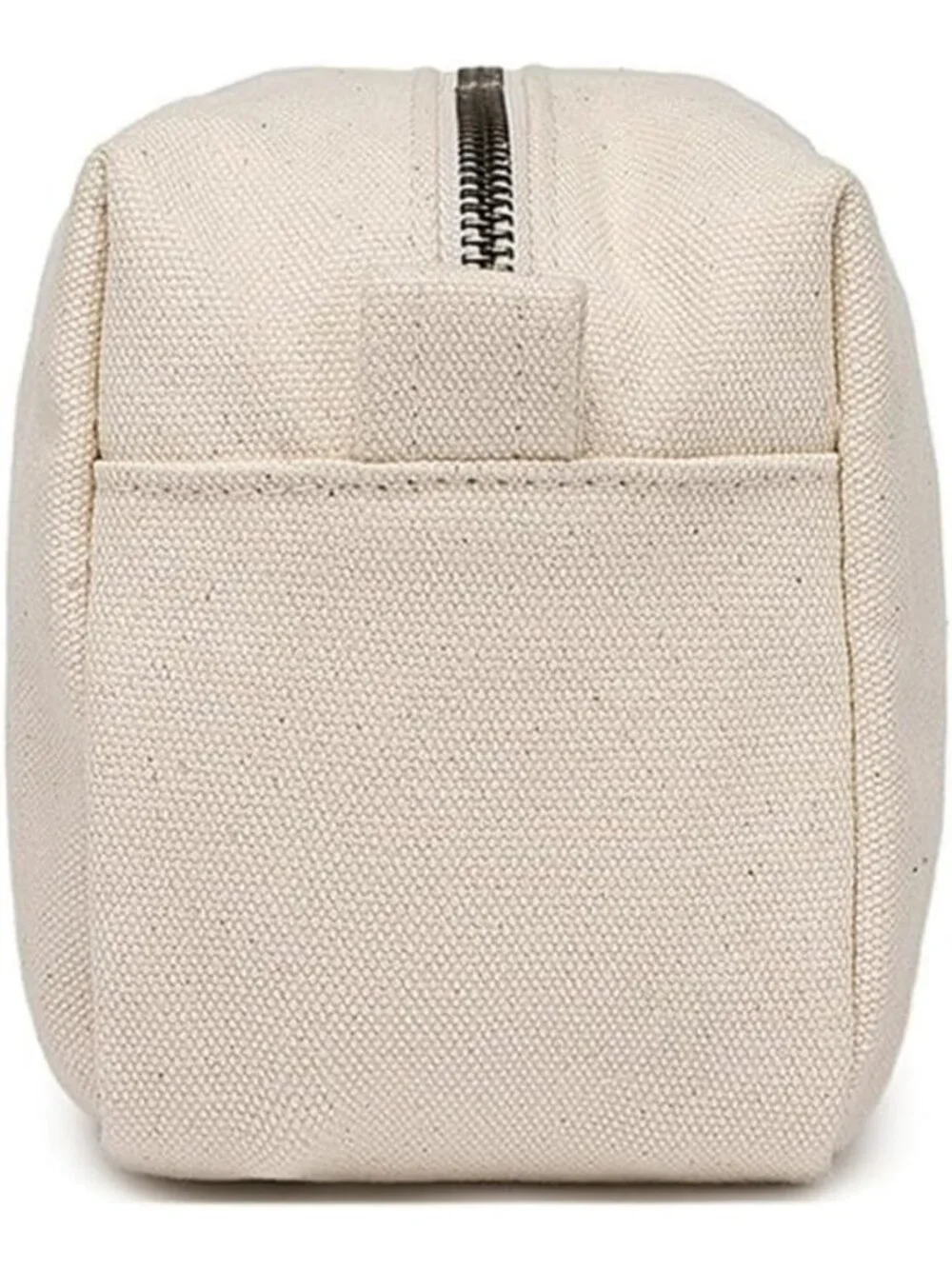 Stylish Travel Makeup Bag with Ring Clasp, Wristlet Organizer - Beige Cosmetic